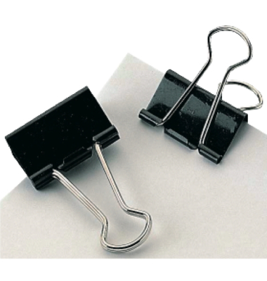 Briefklemmer, Stahl, B: 25 mm, Klemmweite: 9 mm, schwarz Briefklemmer, Stahl, B: 25 mm, Klemmweite: 9 mm, schwarz