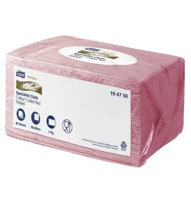 Reinigungstuch, W8, Vlies, 30 x 38,5 cm, rot