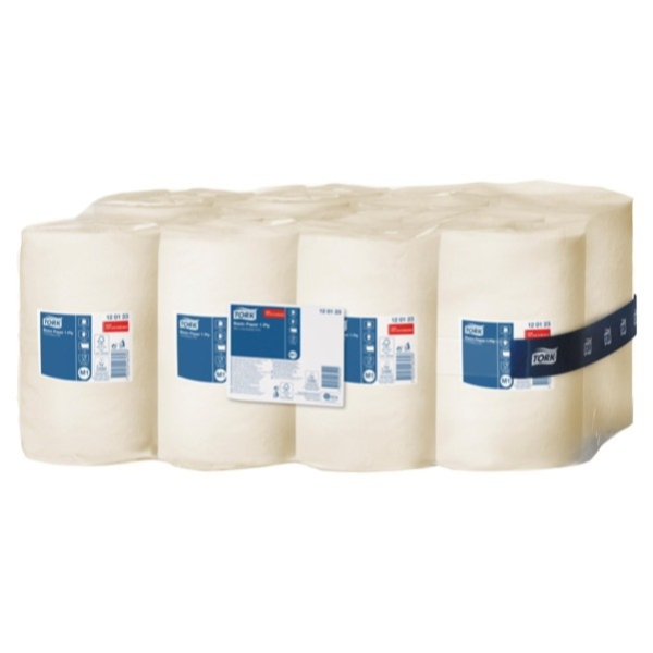 Tork® Papierwischtücher 120123 1-lagig Innenabrollung M1 Nachfüllanzeige L 120 m x B 215 mm Ø 140 mm 11 Rollen á 120 m weiß