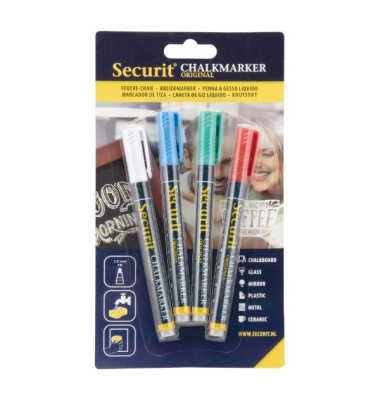 Kreidemarker BL-SMA100-V4-COL, wei&szlig;/blau/gr&uuml;n/rot, 1-2mm Keilspitze