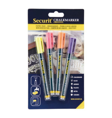 Kreidemarker, Rundspitze, 1 - 2 mm, Schreibf.: 4er sortiert
