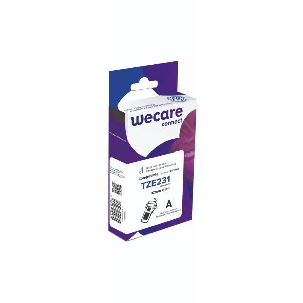 wecare Schriftband K80008W4, 12mm x 8m, schwarz/weiß, laminiert, kompatibel zu P-touch TZe-231 3112539804852 wecare