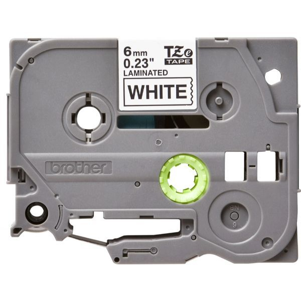 wecare Schriftband K80014W4, 6mm x 8m, schwarz/weiß, laminiert, kompatibel zu P-touch TZe-211 3112539818101 wecare