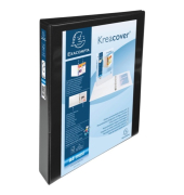 Präsentationsringbuch Kreacover 51942NE, A4+ 4 Ringe 30mm Ring-Ø Polypropylen, Karton, 2 Außentaschen, 2 Innentaschen, schwarz