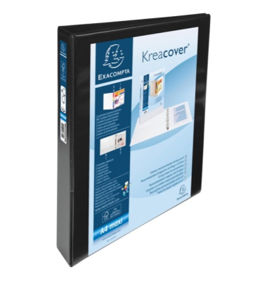 Präsentationsringbuch Kreacover 51942NE, A4+ 4 Ringe 30mm Ring-Ø, 2 Außentaschen, 2 Innentaschen, schwarz Präsentationsringbuch Kreacover 51942NE, A4+ 4 Ringe 30mm Ring-Ø, 2 Außentaschen, 2 Innentaschen, schwarz