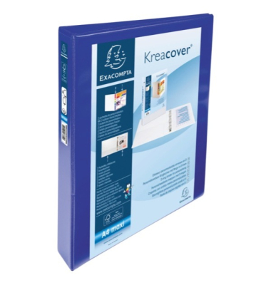 Pr&auml;sentationsringbuch Kreacover 51942BE, A4+ 4 Ringe 30mm Ring-&Oslash; Karton, PP-kaschiert, 2 Au&szlig;entaschen, 2 Innentaschen, blau
