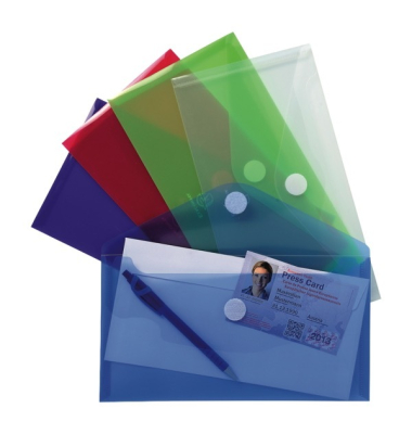 Dokumententasche Cristal - Serie 56510E, Din lang (Din lang) / Scheckformat, transparent blau/violett/gr&uuml;n/rot/farblos, Polyprop