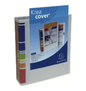 Präsentationsordner Kreacover 200802H, A4 2 Ringe 75mm Ring-Ø PVC, 2 Außentaschen, weiß