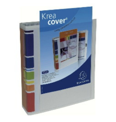 Präsentationsordner Kreacover 200802H, A4 2 Ringe 75mm Ring-Ø Polyvinylchlorid (PVC), 2 Außentaschen, weiß