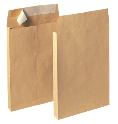 Faltentaschen 8350042, B4, ohne Fenster, 30mm-Falte, haftklebend, 120g, braun