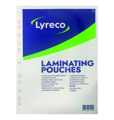 Laminiertaschen Lyreco LPAA4100, A4, 100 Micron, selbstklebend Laminiertaschen Lyreco LPAA4100, A4, 100 Micron, selbstklebend