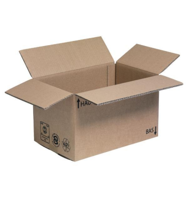 Faltkarton Kraftliner A75 braun, bis DIN A4+, innen 350x230x260mm, Wellpappe 2-wellig
