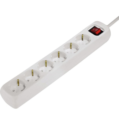 Steckdosenleiste Hama 30530, 6-fach, 1,4m Kabel, mit Ein-Ausschalter, weiß
