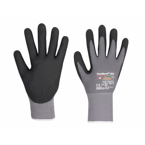 4008198766360 - Kcl Gmbh Industriepark Rhön - Handschuhe FlexMech 663 Gr6 grau schwarz Nylon Elastan Nitrilsch 4008198766360 - Kcl Gmbh Industriepark Rhön - Handschuhe FlexMech 663 Gr6 grau schwarz Nylon Elastan Nitrilsch