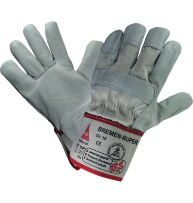 Arbeitshandschuhe Bremen Super, Leder, grau, Größe 10 / XL