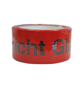 Warnklebeband 782182 PP-Signal, Vorsicht Glas, Maße: 50mm x 66m, swzrot