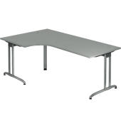 Schreibtisch, 72cm (H), 200x120cm (BxT), L-Form, grau / silber