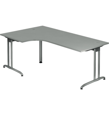 Schreibtisch, 72cm (H), 200x120cm (BxT), L-Form, grau / weißaluminium