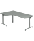 Schreibtisch, 72cm (H), 200x120cm (BxT), L-Form, grau / weißaluminium