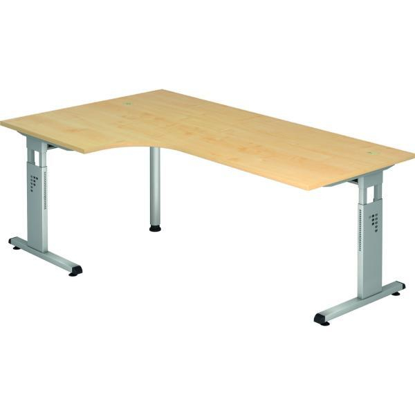 4032062014530 - Hammerbacher Matrix Höhenverstellbar Schreibtisch Freiform Ahorn Aluminium Holz Kunststoff Spanplatte C-Fuß 2000 x 1200 x 850 mm