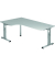 Schreibtisch O-Serie, manuell h&ouml;henverstellbar, 65-85cm (H), 200x80/120cm (BxT), L-Form, grau / silber