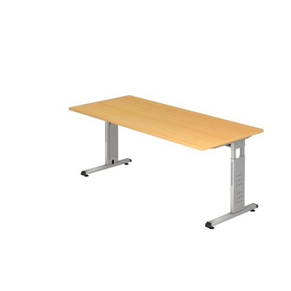 4032062028414 - Schreibtisch VOS19 6 manuell höhenverstellbar 85cm (H) 180x80cm (BxT) rechteckig buche   weißaluminium 4032062028414 Hammer