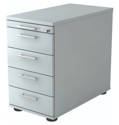 Standcontainer VSC50/5/5/RE, grau, 5 Schubladen, Spanplatte, melaminbeschichtet, abschlie&szlig;bar