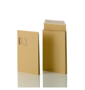 Faltentaschen 8350023, C4, mit Fenster, haftklebend, 20mm-Falte, 120g, braun