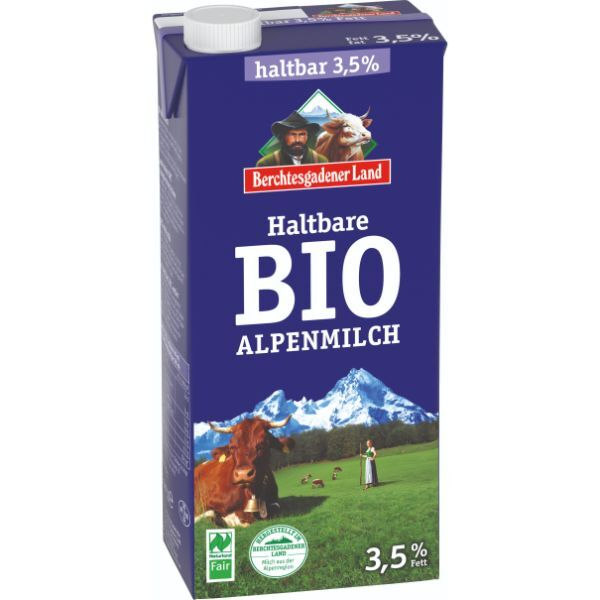 Berchtesgadener H-Milch Alpenmilch 21301, 3,5% Fett, 1 Liter, im Tetrapack 4101530002512 Berchtesgadener