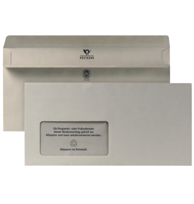 Briefumschlag ID1364893, Din Lang, mit Fenster, selbstklebend, 80g, grau