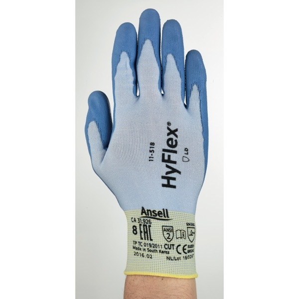 12 Stück Ansell Arbeitshandschuhe HyFlex, Polyurethan, blau, Größe 8 / M 0076490478633 Ansell