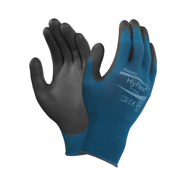 12 Stück Ansell Arbeitshandschuhe HyFlex, Polyurethan, blau/schwarz, Größe 6 / XS 0076490481213 Ansell