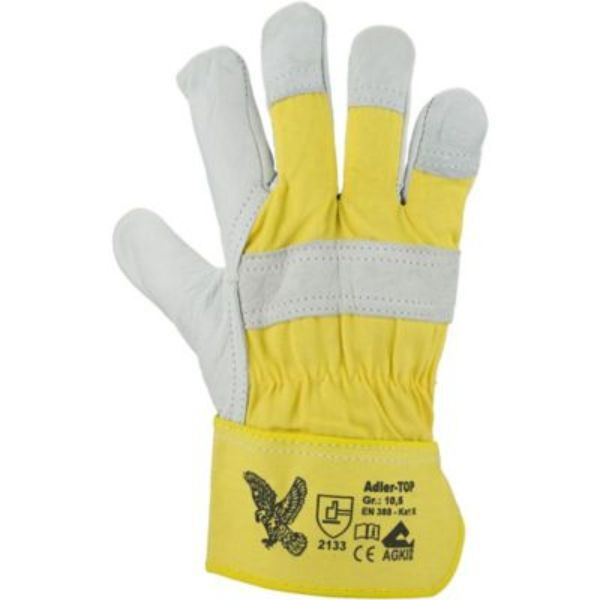 12 Stück Asatex Arbeitshandschuhe ADLER TOP, Leder, gelb/grau, Größe 12 / 3XL 4029201123086 Asatex