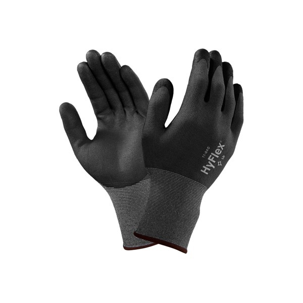 12 Stück Ansell Arbeitshandschuhe HyFlex, Nitrilschaum, schwarz/grau, Größe 6 / XS 0076490475505 Ansell