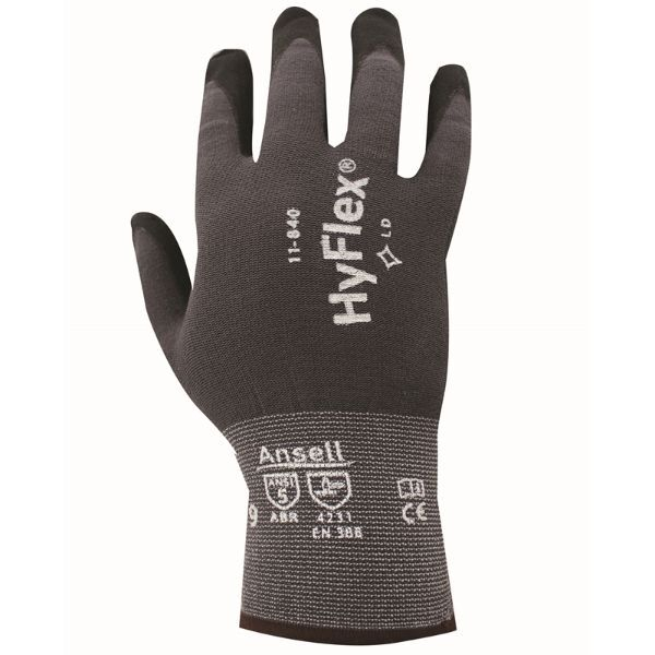 12 Stück Ansell Arbeitshandschuhe HyFlex, Nitrilschaum, schwarz/grau, Größe 12 / 3XL 0076490448868 Ansell