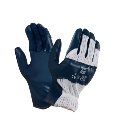 Arbeitshandschuhe Hynit, Nitril, blau/weiß, Größe 9 / L