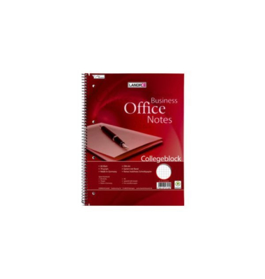 Collegeblock 355408028 Office, Lineatur 22 / liniert mit Rand innen, A4+, 70g, rot, 80 Blatt