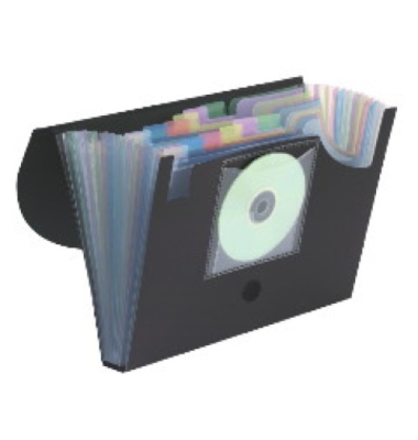 Fächermappe, 12 Fächer, transparent schwarz