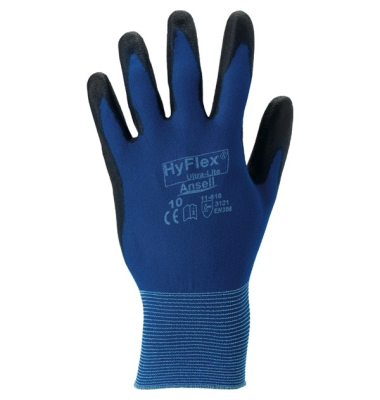 Arbeitshandschuhe HyFlex, Polyurethan, schwarz/blau, Gr&ouml;&szlig;e 8 / M