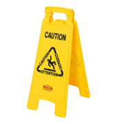 Warnschild Rubbermaid 6112, Vorsicht Rutschgefahr, 2-Seitig, mehrsprachig
