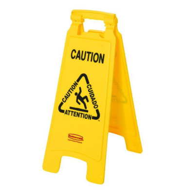 Warnschild Rubbermaid 6112, Vorsicht Rutschgefahr, 2-Seitig, mehrsprachig