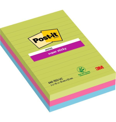 Haftnotizen 6603SSU, 102x152mm, farbig, liniert, rechteckig
