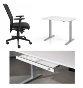 Set höhenverstellbarer Schreibtisch 180 x 80 cm + Bürostuhl