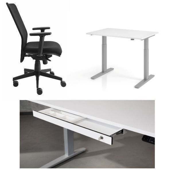 4032062281598 - Set höhenverstellbarer Schreibtisch 180 x 80 cm + Bürostuhl 4032062281598 Hammerbacher