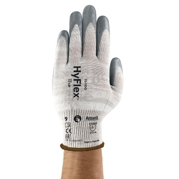 12 Stück Ansell Sicherheitshandschuhe HyFlex, Nitrilschaum, grau/grau, Größe 8 / M 0076490004808 Ansell