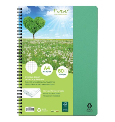 Notizbuch 68402C, FOREVER Premium, grün, A4, kariert, 90g, 60 Blatt / 120 Seiten Notizbuch 68402C, FOREVER Premium, grün, A4, kariert, 90g, 60 Blatt / 120 Seiten