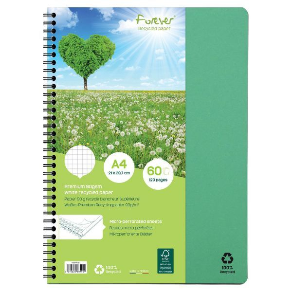 3210330684024 - FOREVER Premium A4-Notizbuch 100 % recycelt kariert 60 Blätter 3210330684024 Clairefontaine 3210330684024 - FOREVER Premium A4-Notizbuch 100 % recycelt kariert 60 Blätter 3210330684024 Clairefontaine