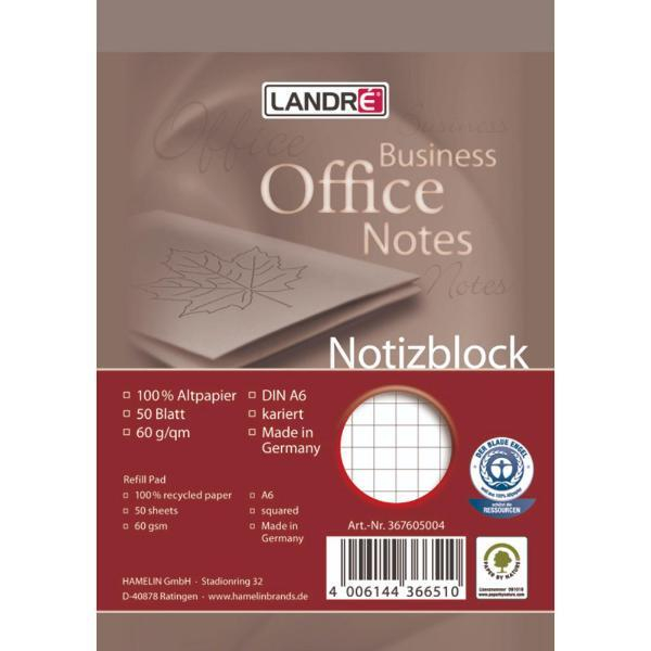 4006144572218 - Landré Notizblock 100050295 DIN A6 kariert 60 gm² 4006144572218 10 Stück 4006144572218 - Landré Notizblock 100050295 DIN A6 kariert 60 gm² 4006144572218 10 Stück