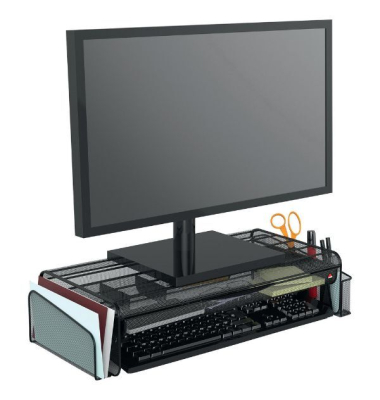 Monitorst&auml;nder Alba MESHUP N, aus Drahtmetall, 3 F&auml;cher, 565x275x125mm, schwarz