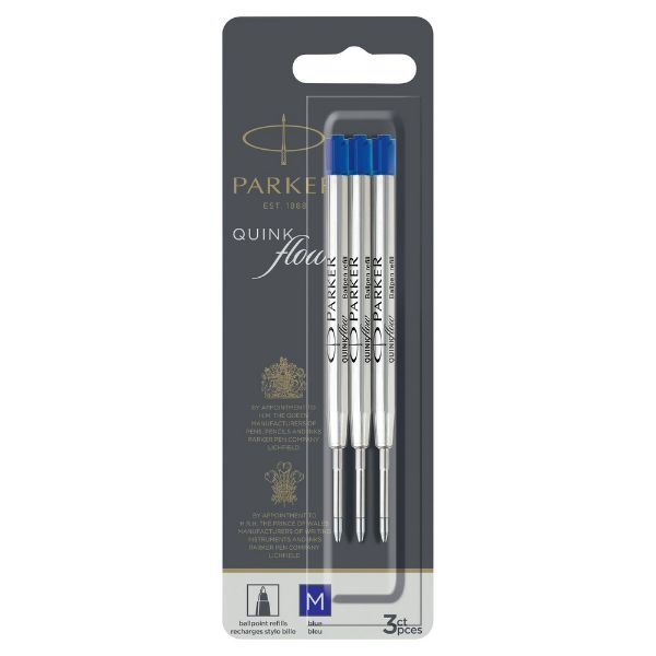 3026981191527 - Kugelschreiberminen| mittlere Schreibspitze | blaue QUINKflow Tinte | 3 Ersatzminen für Kugelschreiber